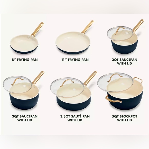 GREEN PAN RESERVE 5 QT 10” STOCK POT DUTCH OVEN w/GLASS LID NAVY NEVER USED - Picture 9 of 13